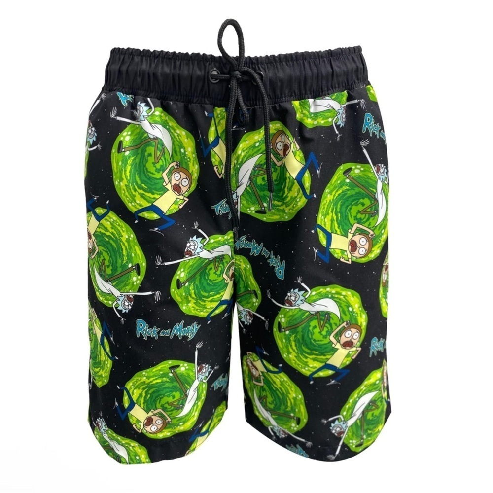 Rick & Morty | Men's Mesh Lined Swimming Trunks with Elastic Waistband size L